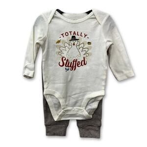 Carter's One Piece Pants Long Sleeve "Totally Stuffed" Turkey Cream 3months NWT